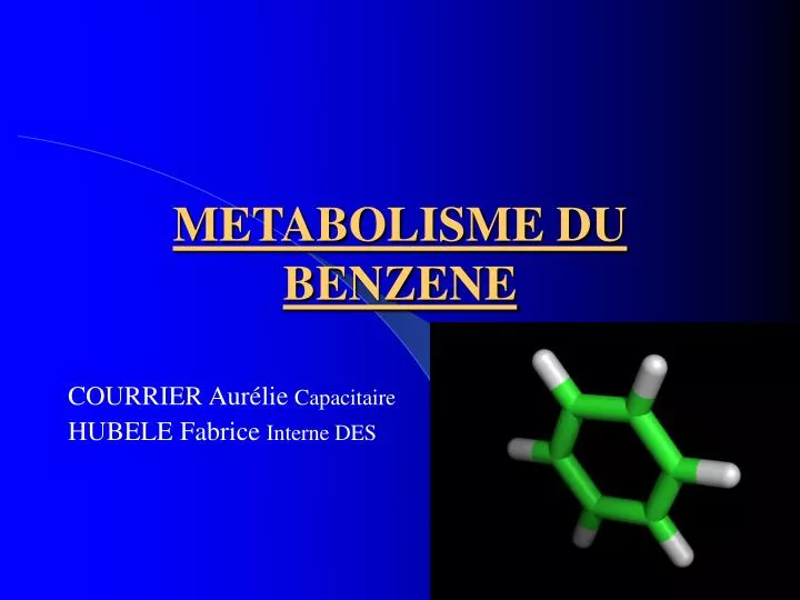 metabolisme du benzene