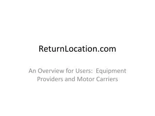 ReturnLocation.com
