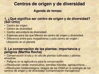 centros de origen y de diversidad