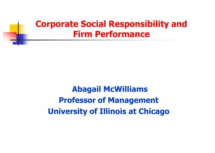 corporate social responsibility and firm performance