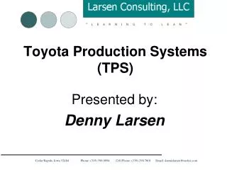 Toyota Production Systems (TPS)