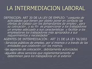 la intermediacion laboral