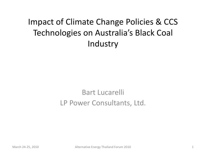 impact of climate change policies ccs technologies on australia s black coal industry