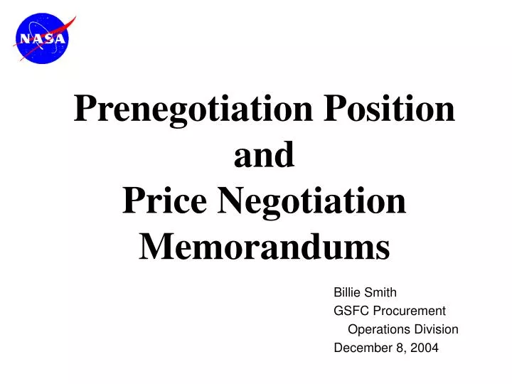 billie smith gsfc procurement operations division december 8 2004