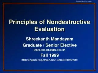 Principles of Nondestructive Evaluation