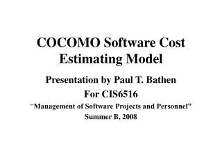 COCOMO Software Cost Estimating Model