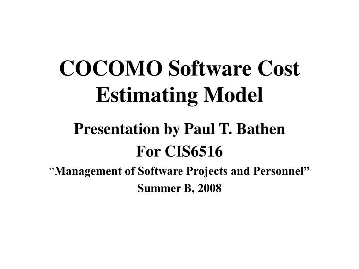 cocomo software cost estimating model