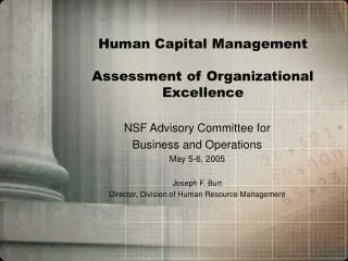 Human Capital Management Assessment of Organizational Excellence