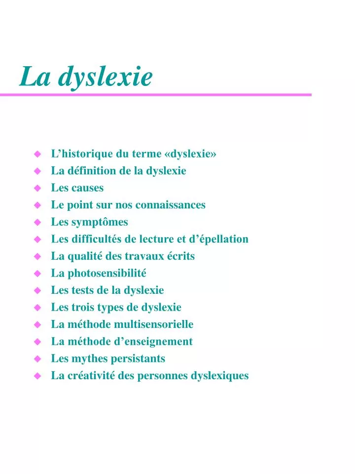 PPT - La dyslexie PowerPoint Presentation, free download - ID:1272560