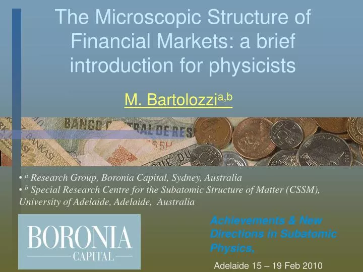 the microscopic structure of financial markets a brief introduction for physicists