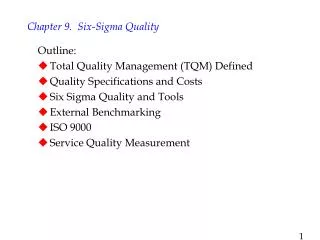 Outline: Total Quality Management (TQM) Defined Quality Specifications and Costs Six Sigma Quality and Tools External Be