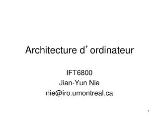 Architecture d ’ ordinateur