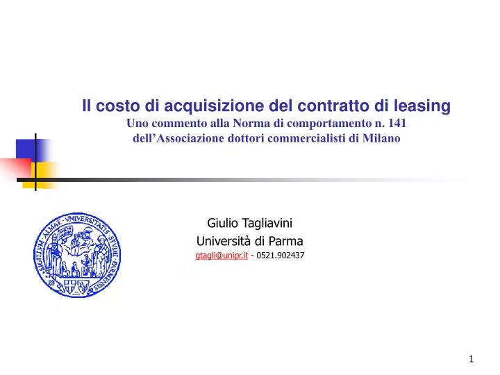 giulio tagliavini universit di parma gtagli@unipr it 0521 902437