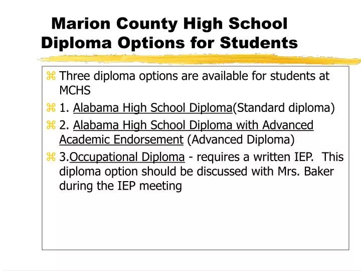 marion county high school diploma options for students