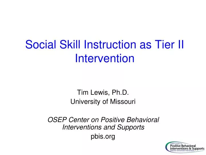 social skill instruction as tier ii intervention