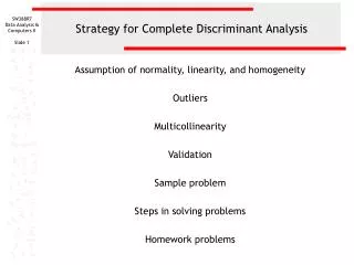 Strategy for Complete Discriminant Analysis
