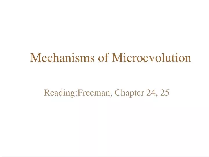 mechanisms of microevolution