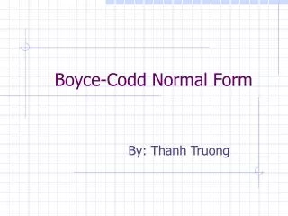 Boyce-Codd Normal Form