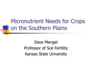 Micronutrient Needs for Crops on the Southern Plains