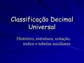 classifica o decimal universal