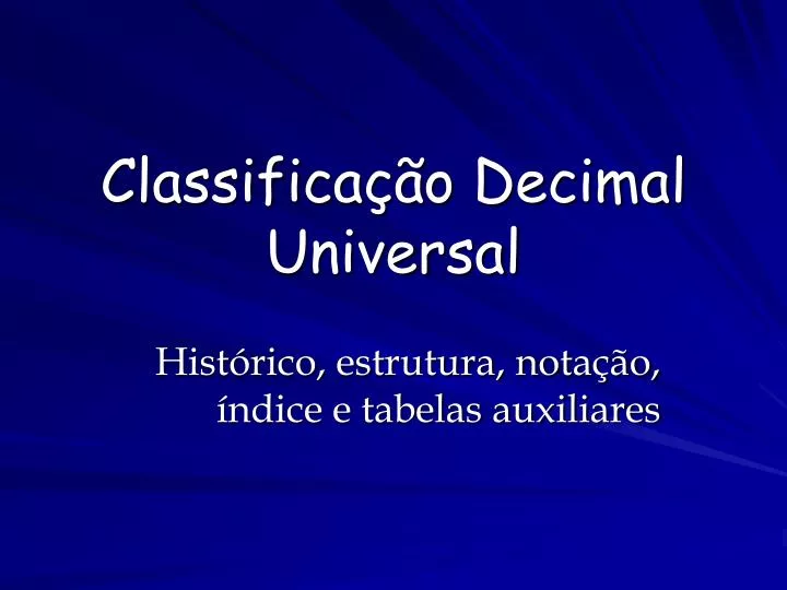 classifica o decimal universal