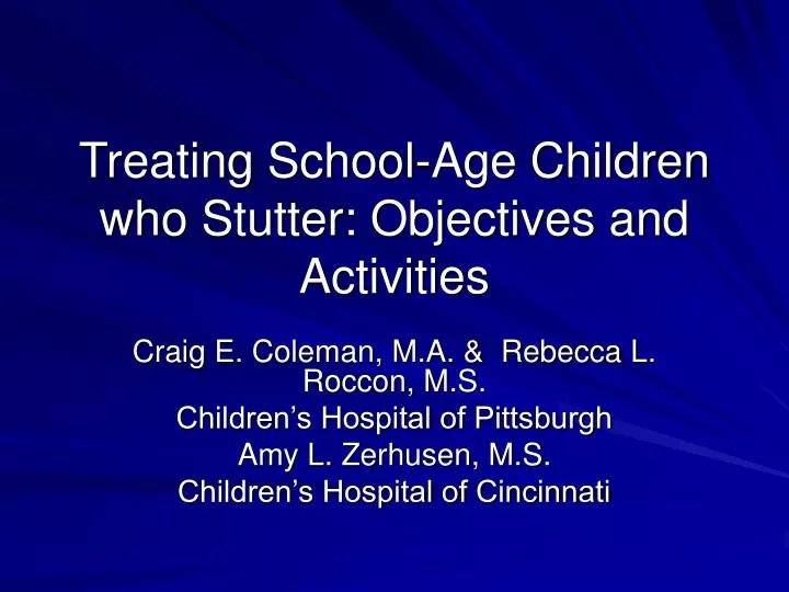 treating school age children who stutter objectives and activities