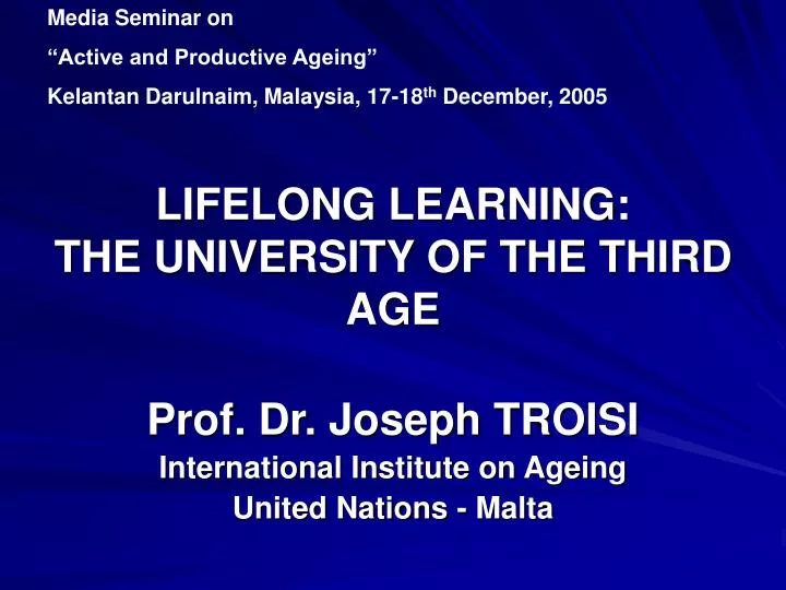 lifelong learning the university of the third age