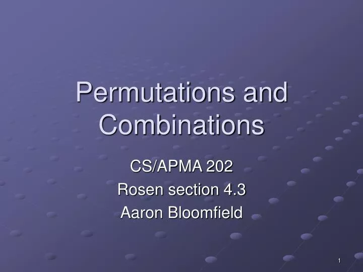 permutations and combinations