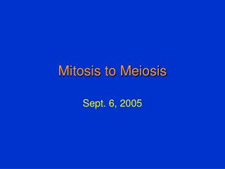 Mitosis to Meiosis