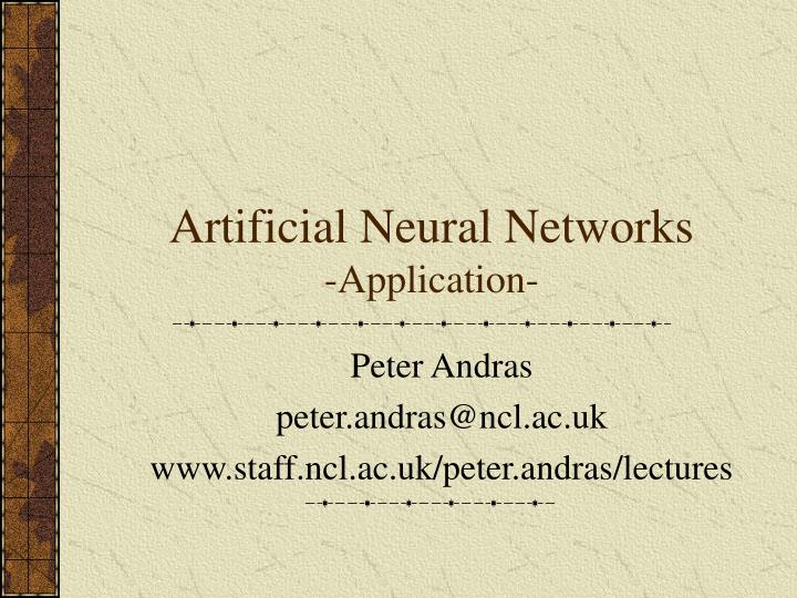artificial neural networks application