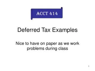 Deferred Tax Examples