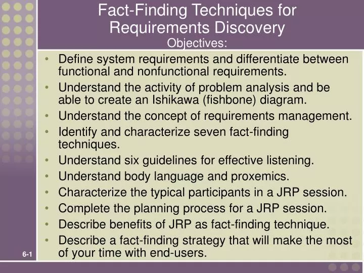 fact finding techniques for requirements discovery objectives