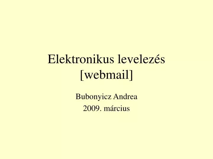 elektronikus levelez s webmail
