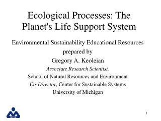 Ecological Processes: The Planet's Life Support System