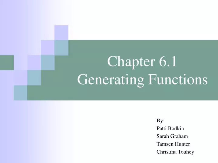 chapter 6 1 generating functions