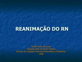 REANIMAÇÃO DO RN