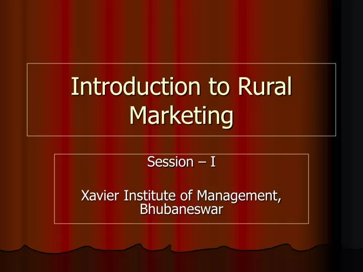 introduction to rural marketing