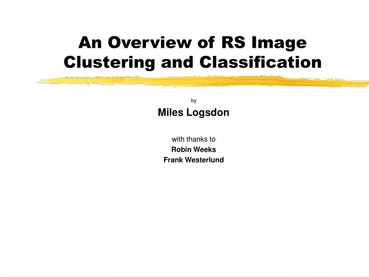 an overview of rs image clustering and classification