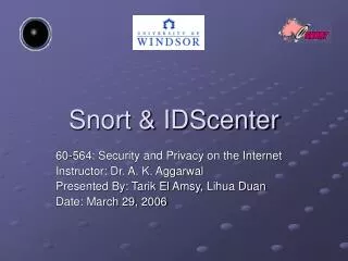 Snort &amp; IDScenter