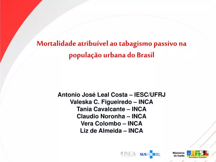 mortalidade atribu vel ao tabagismo passivo na popula o urbana do brasil