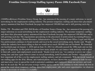 frontline source group staffing agency passes 100k facebook