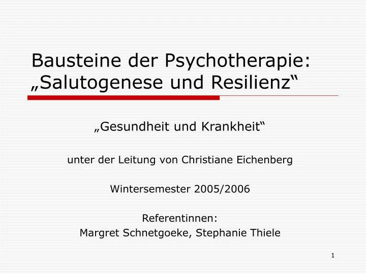 bausteine der psychotherapie salutogenese und resilienz