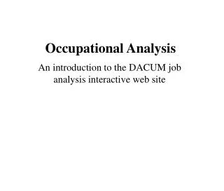 Occupational Analysis