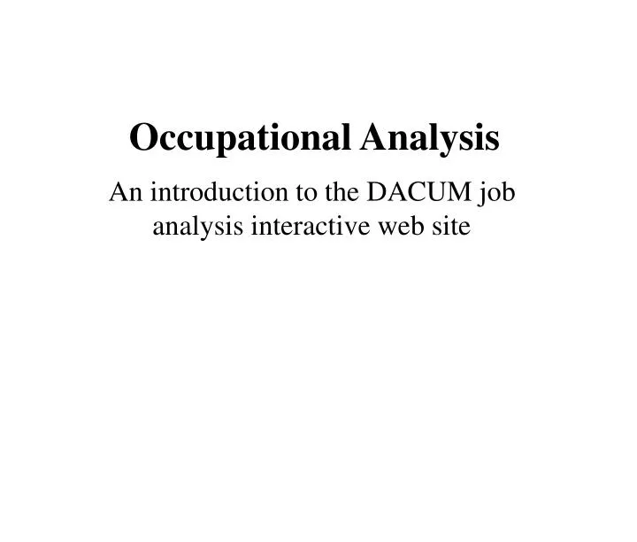 occupational analysis