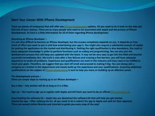 start your career with iphone development