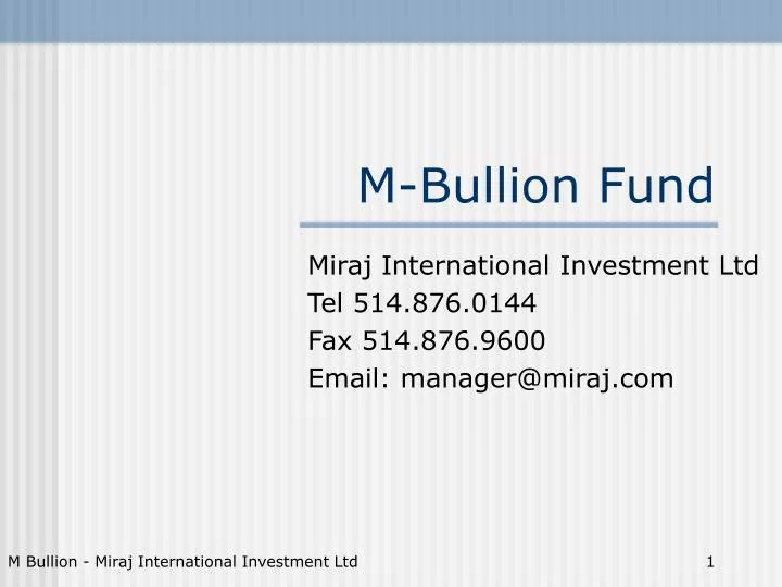 m bullion fund