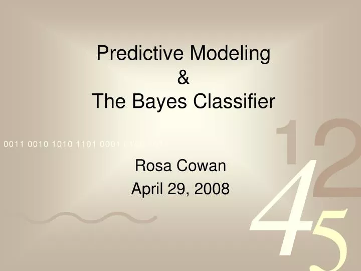 predictive modeling the bayes classifier