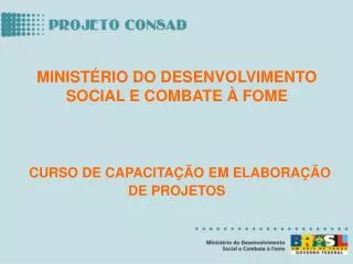 MINISTÉRIO DO DESENVOLVIMENTO SOCIAL E COMBATE À FOME CURSO DE CAPACITAÇÃO EM ELABORAÇÃO DE PROJETOS