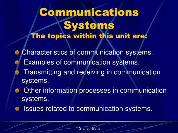 communications systems the topics within this unit are