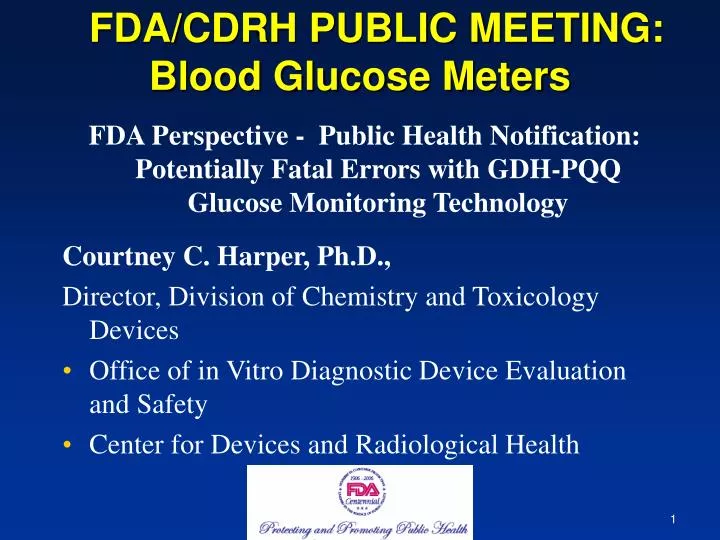 fda cdrh public meeting blood glucose meters